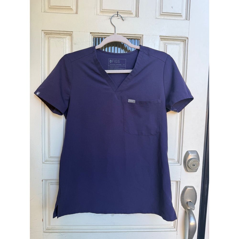 FIGS Technical Collection Purple Shadow PO 2197 V-Neck Scrub Top Womens Size XS